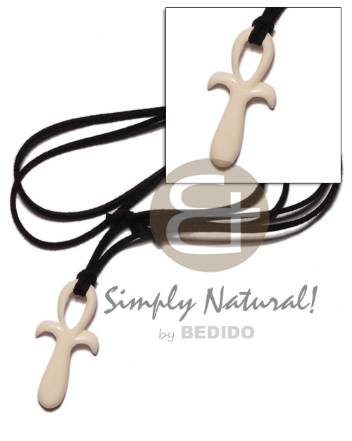 40mm  celtic carabao white bone bishops cross on adjustable leather thong - Home