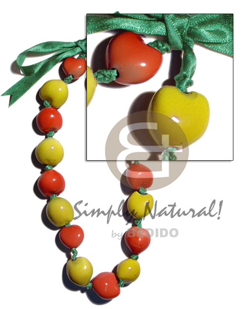 painted kukui nuts  alt. graduated solid colors ( 16 pcs. ) / adjustable ribbon - Home