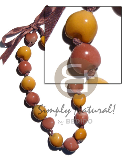 painted kukui nuts  alt. graduated  solid colors ( 16 pcs. ) / adjustable ribbon - Home