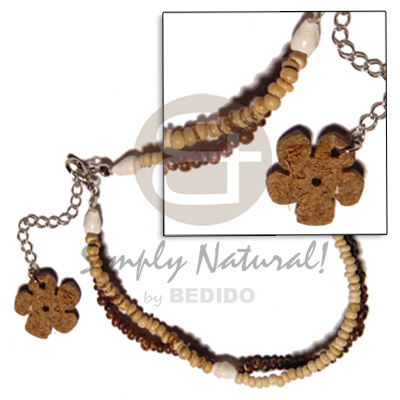 2 rows 2-3mm coco Pokalet tiger & bleach  nassa shell and dangling coco flower - Home