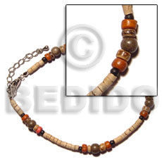 2-3mm coco heishe nat. white  black/orange/tiger  & wood beads combination - Home