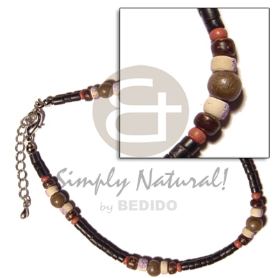 2-3mm coco black heishe  red/nat. brown/splashing/wood beads combination - Home