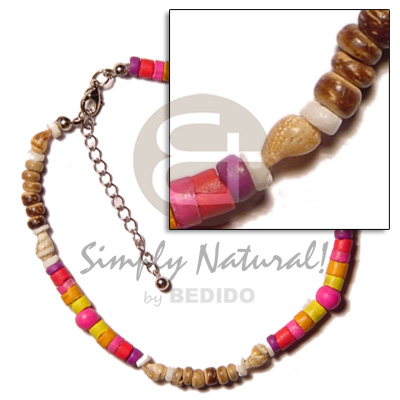 rainbotiger  coco heishe  4-5mm  nassa and white clam/pink wood beads - Home