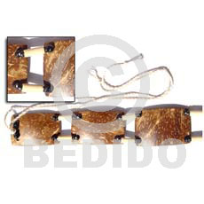 polished rectangular tiger coco belt  black pokalet beads - Home