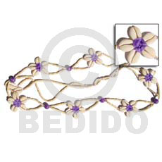 lavender floral cowrie shell belt  2-3mm coco heishe bleached - Home