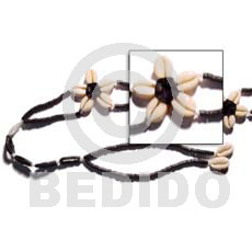 black floral cowrie shell belt  2-3 coco heishe black - Home