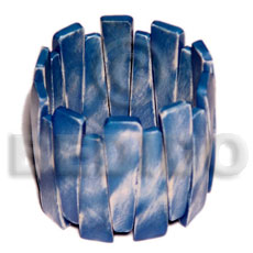 painted bone  elastic  bangle - blue / ht=55mm - Bone Bangles Horn Bangles