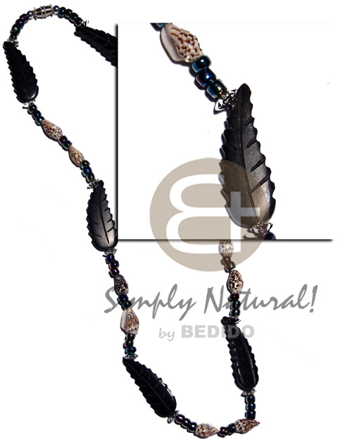 30mmx10mm black horn leave  nassa tiger combination and rainbow beads - Home