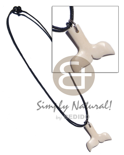 28mmx8mmx30mm  carabao bone fishtail pendant on wax cord - Home