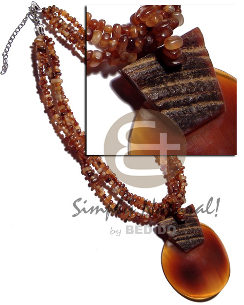 3 layers amber carabao horn nuggets  matching carved 70mmx60mm amber carabao horn pendant - Home