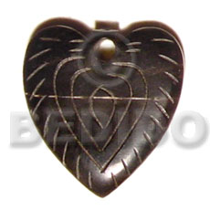 carved horn heart 35mm - Horn Pendant Bone Pendants
