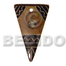 aztec carving antique natural horn 45mm - Horn Pendant Bone Pendants