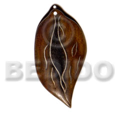 35mmx25mm golden burn  bone leaf - Horn Pendant Bone Pendants