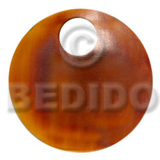 55mm round golden amber horn  15mm hole - Horn Pendant Bone Pendants