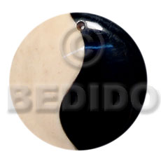 40mm yin yang black horn & white bone combination - Horn Pendant Bone Pendants