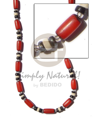 red buri tube  black /bleach coco Pokalet & glass beads - Home