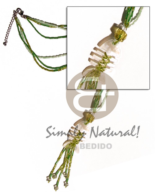 3 layers glass beads  tassles & hammershell fishbone - Home