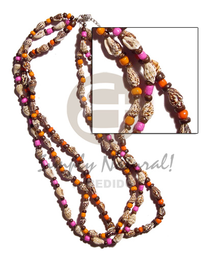 3 layer nassa tiger  2-3mm nat. brown coco Pokalet.  & glass beads combination - Home