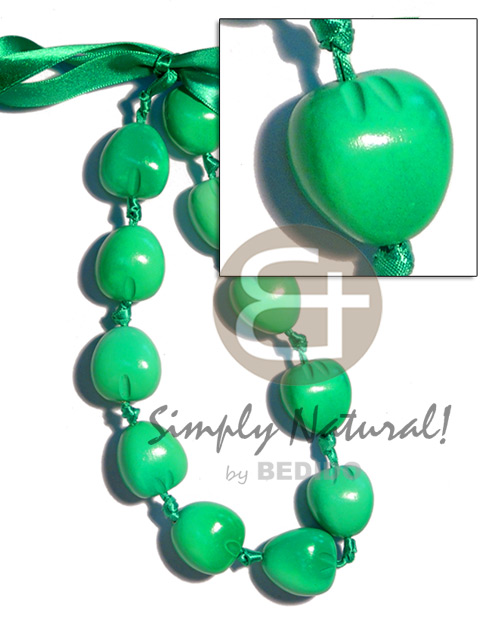 kukui nut  choker in graduated lime green  ( 11pcs. ) / adjustable ribbon - Home