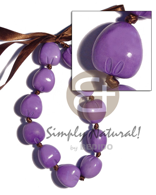 kukui nut  choker in graduated lavender  ( 11pcs. ) / adjustable ribbon - Home