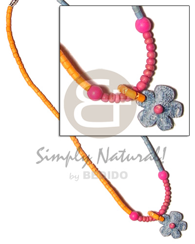 2-3mm coco Pokalet/orange/pink/blue   coco flower pendant and wood beads - Home