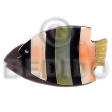 inlaid fish black tab/orange luhuanus shell/ hammershell brooch - Home