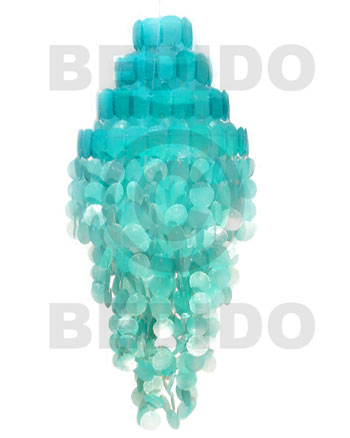 4 layers monogram aqua blue capiz shell chandelier 15 in. x 43 in.
part is 16 inches, length is  22 in. - Home