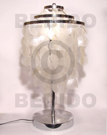 dangling natural capiz shell silver table lamp ( tall ) - Home