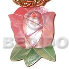 inlaid rosebud hammershell 40mm - Shell Pendant