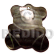 blacklip teddy bear 40mm - Shell Pendant