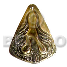 blacklip pointed teardrop  carving 45mm - Carved Pendants