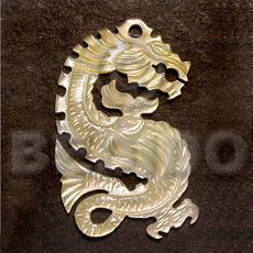 dragon  MOP carving 45mm - Carved Pendants