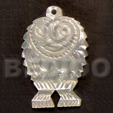 owl MOP carving 40mm - Carved Pendants
