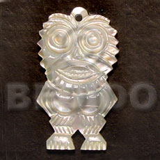 owl MOP carving 40mm - Carved Pendants