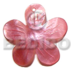 40mm pink flower hammershell - Shell Pendant