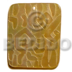 rectangular MOP  psychedelic design 40mmx30mm - Shell Pendant