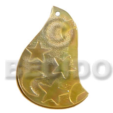 moon & stars design on MOP 45mm - Shell Pendant