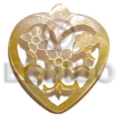 40mm carved heart MOP - Carved Pendants