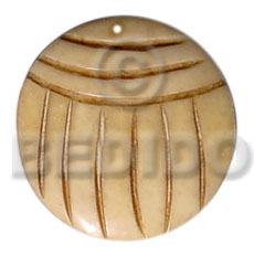 40mm round grooved natural white bone - Horn Pendant Bone Pendants