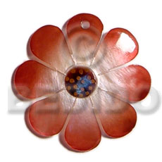 30mm graduated orange brown hammershell flower  dotted skin nectar - Shell Pendant