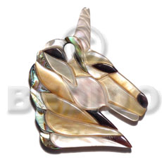 shell inlaid unicorn - Shell Pendant