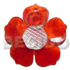 red 35mm hammershell flower  grooved nectar - Shell Pendant