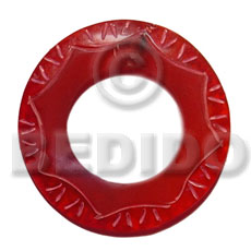 60mm donut red horn  groove  30mm big hole - Horn Pendant Bone Pendants