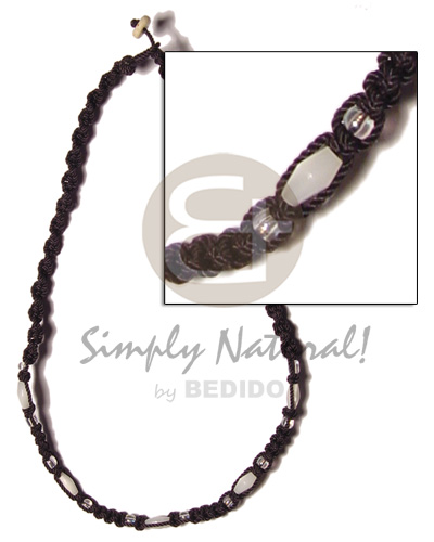troca beads in black macrame - Home
