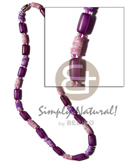 buri seed tube & colored white clam combination  glass beads/ lavender tones - Home