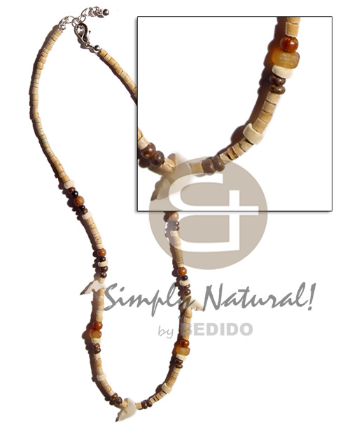 2-3mm coco heishe nat. white  wood beads& troca fetish shell combination - Home