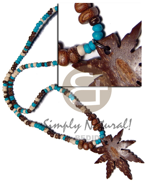 2-3mm coco Pokalet.  wood beads accent and 35mm coco mj pendant - Home