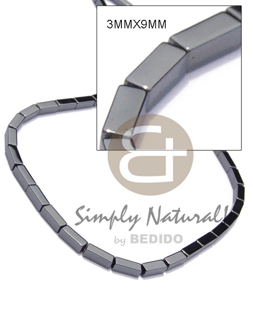 hematite / silvery & shiny opaque stone / rectangle 3mmx9mm in magic wire - Home