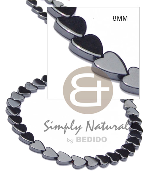hematite / silvery & shiny opaque stone / heart 8mm in magic wire - Home