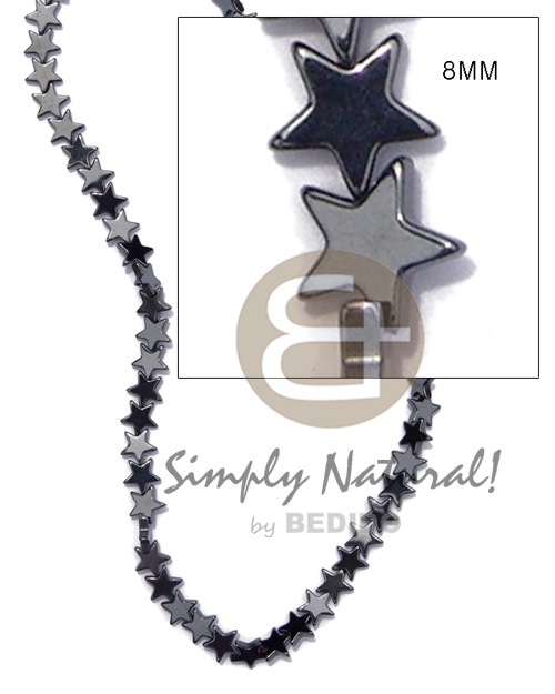 hematite / silvery & shiny opaque stone / star 8mm in magic wire - Home